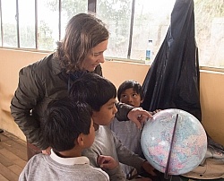 Ali  with the kids from  a Local School in the Andes, Ecuador