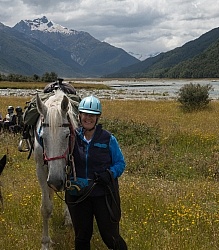 Heather and Cloud Before the Day Ride at Boundary Hut, Wild Womens Expeditions with Adventure Horse Trekking New Zealand
