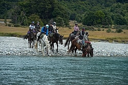 A River Crossing on the Day Ride From Boundary Hut, Wild Womens Expeditions with Adventure Horse Trekking New Zealand