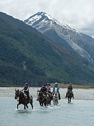 A River Crossing on the Day Ride FromBoundary Hut, Wild Womens Expeditions with Adventure Horse Trekking New Zealand