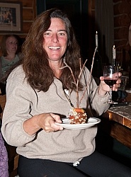 Shawn Hamilton Enjoying Wine and Desert at The Hideout Guest Ranch