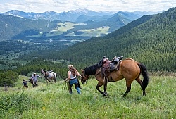 Leading Horses Downhill on the Lost Trail Ride with Anchor D