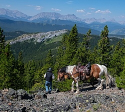 Leading Horses Downhill - Lost Trail Ride - Anchor D
