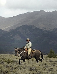 Riding in Wyoming with blue Sky Sage Adventures