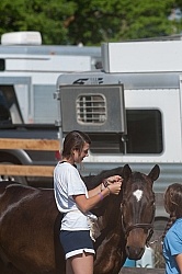 Braiding at Horse Show
